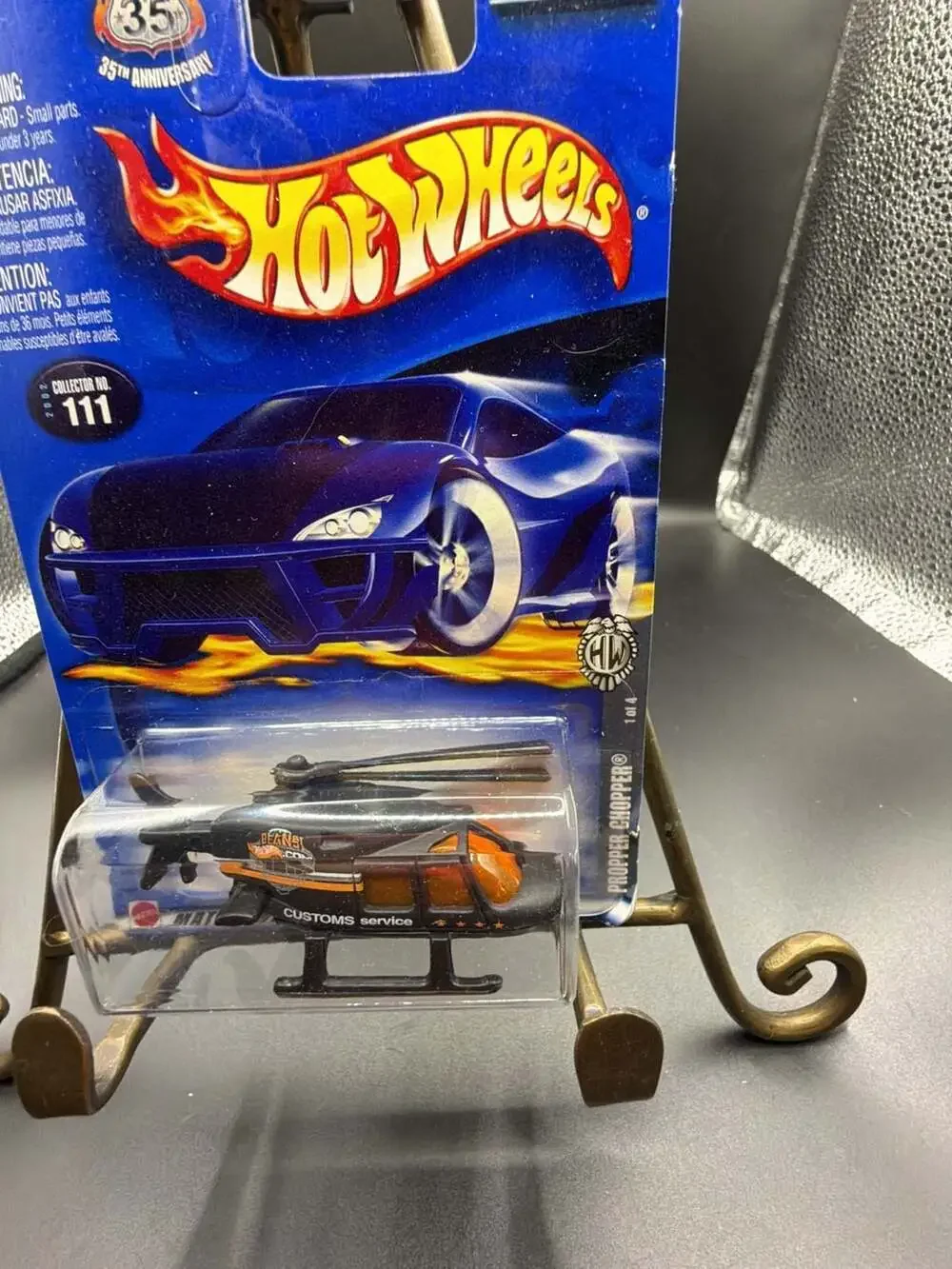 2002 Hot Wheels Collector No. 111 Propper Chopper Customs Service Helicopter